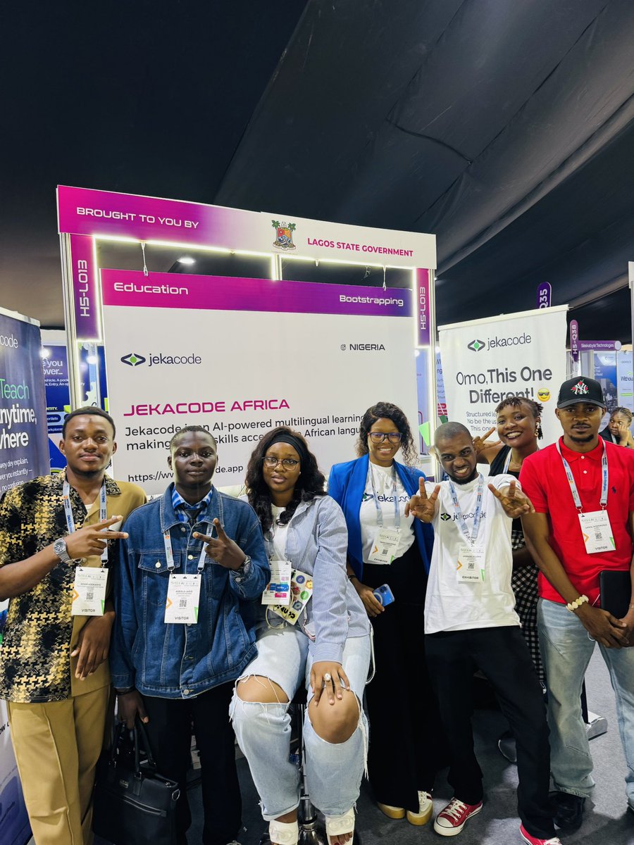 Jekacodeafrica's tweet photo. The Jekacode Africa team at GITEX Nigeria 2026. 🚀🇳🇬
Behind every exhibition is a team that shows up and makes the vision happen.
Thank you to Lagos State Government, @lasgmist, @NITDANigeria, @LSETF, @Meta, and everyone who supported us.
💙
#GITEXNigeria #JekacodeAfrica https://t.co/hKg0fScDgt