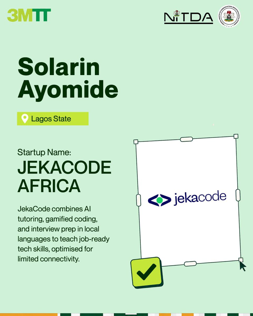 Jekacodeafrica's tweet photo. September highlights. 🚀
Jekacode Africa made the Top 10 at @Meta AI Academy Nigeria Pitchathon, selected from 2,000+ startups. 🇳🇬
We also exhibited at GITEX Nigeria 2026 and connected with new partners.
A few moments from the journey. 🚀
#JekacodeAfrica #GITEXNigeria https://t.co/g7Nkt8sOOQ