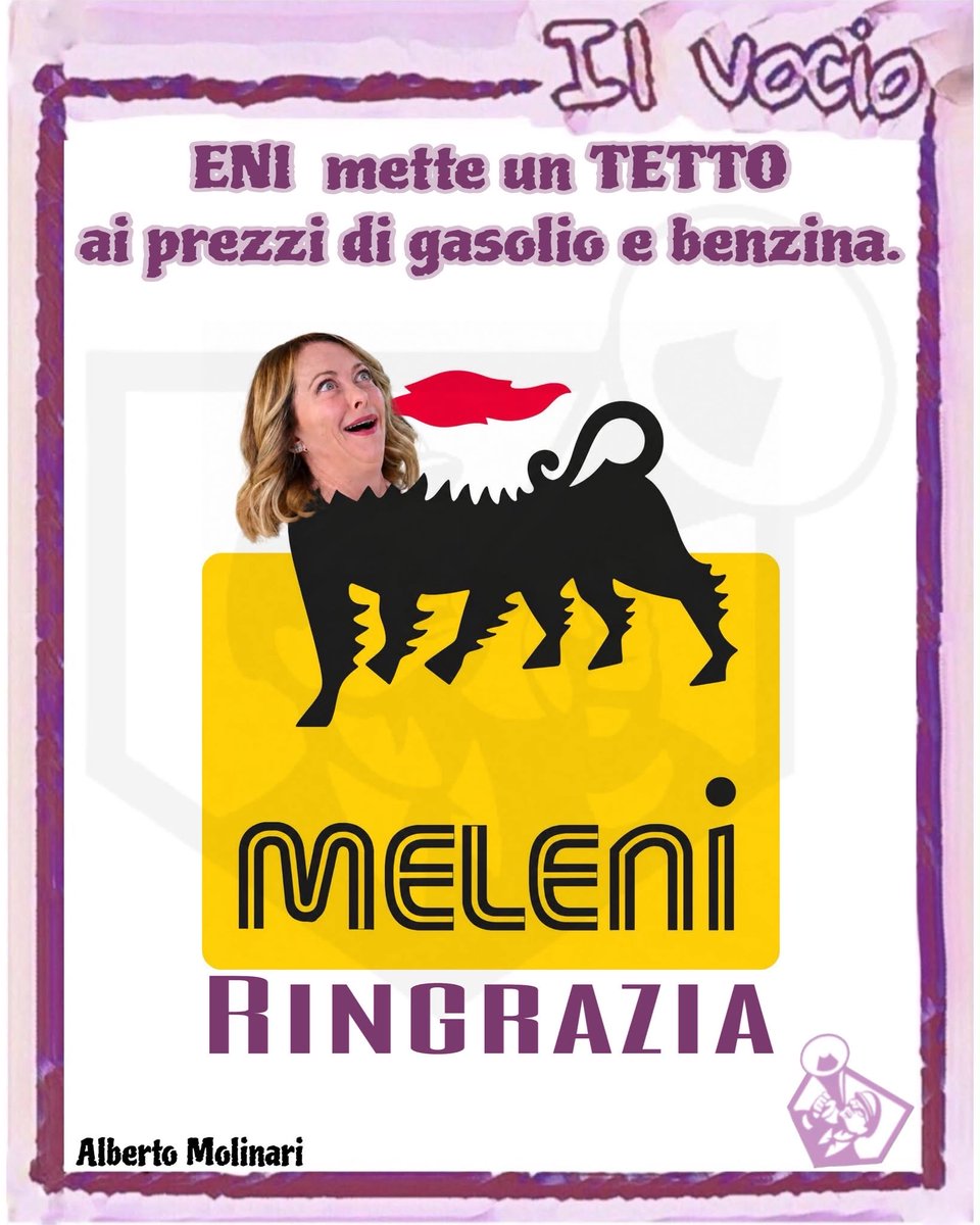 ilvocio's tweet photo. Eni mette un TETTO ai prezzi di gasolio e benzina.
#MELENI
@albyju29ro Alberto Molinari
#albertomolinari #ilvocio #Eni #tetto #pricecap #governomeloni #governodiincapaci https://t.co/oNKvfNpNTd