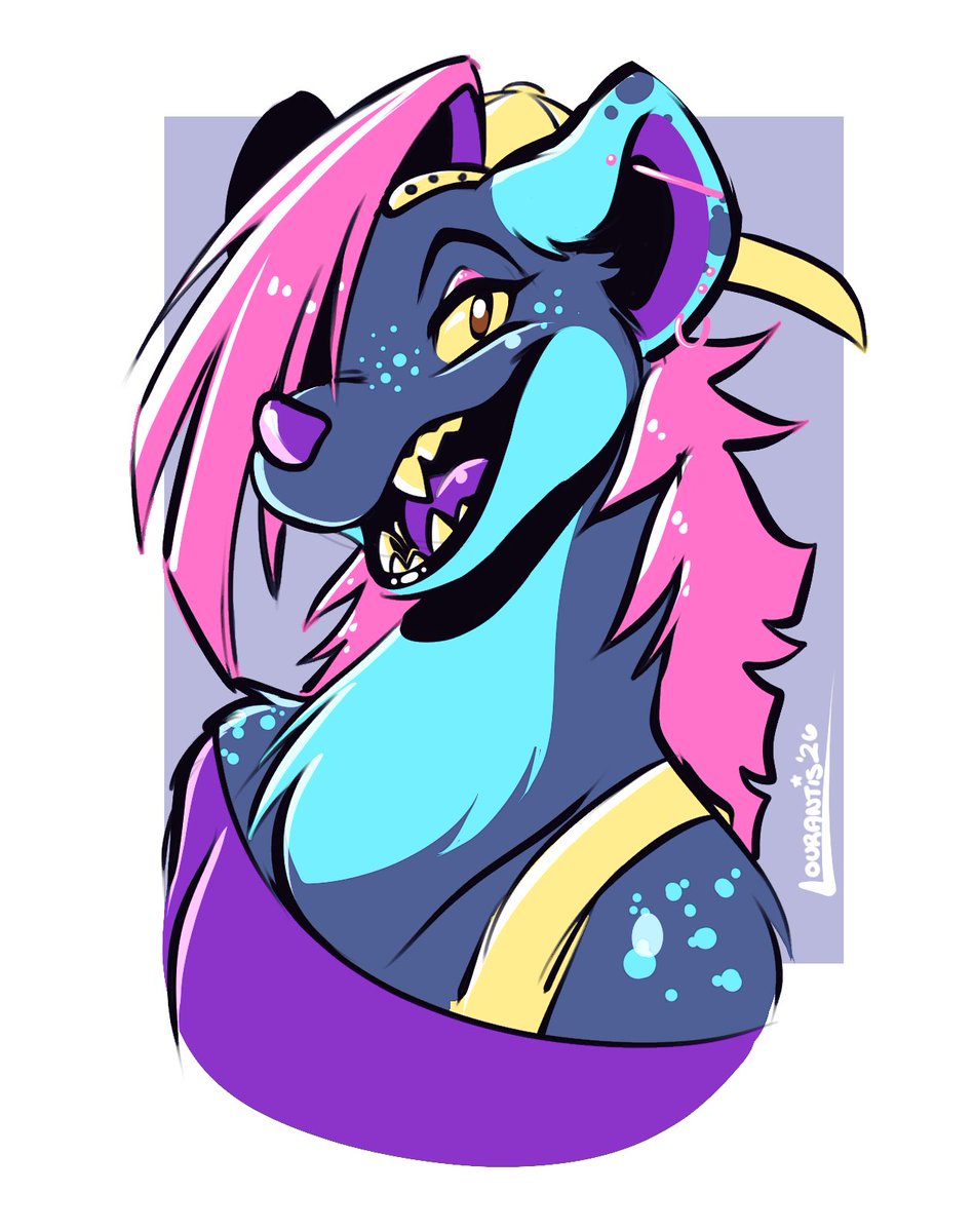 Lourantis's tweet photo. neon yeena 

#furryart #hyena https://t.co/YzkrlhMDs9