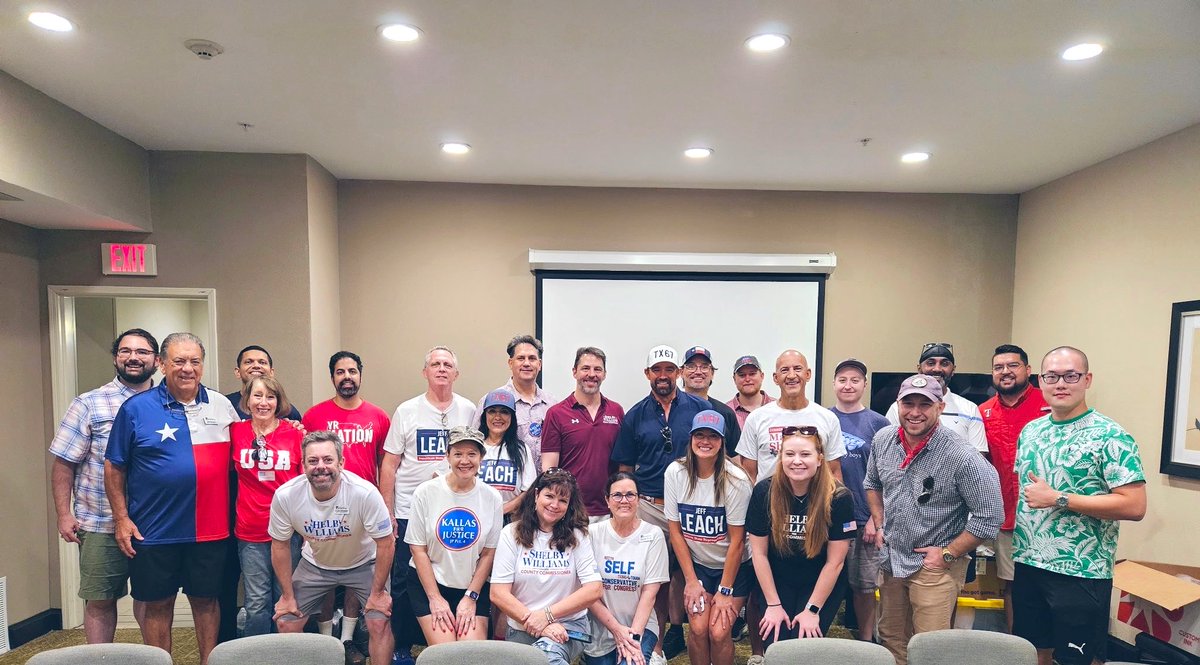 leachfortexas's tweet photo. A HUGE thank you to the Texas Federation of Young Republicans and the Collin County Young Republicans for bringing their Deployment 2026 effort to our backyard this weekend! #OneTeamOneMission #GOPVictory2026 https://t.co/pPFEQnINs7