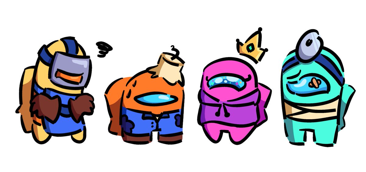 ThatPerson3000's tweet photo. Slight redesigns of my beans, plus a new one! (Reposting because I forgot to add tags the first time) #amongus #amongusfanart #amongusoc https://t.co/B9x27g0Tx4