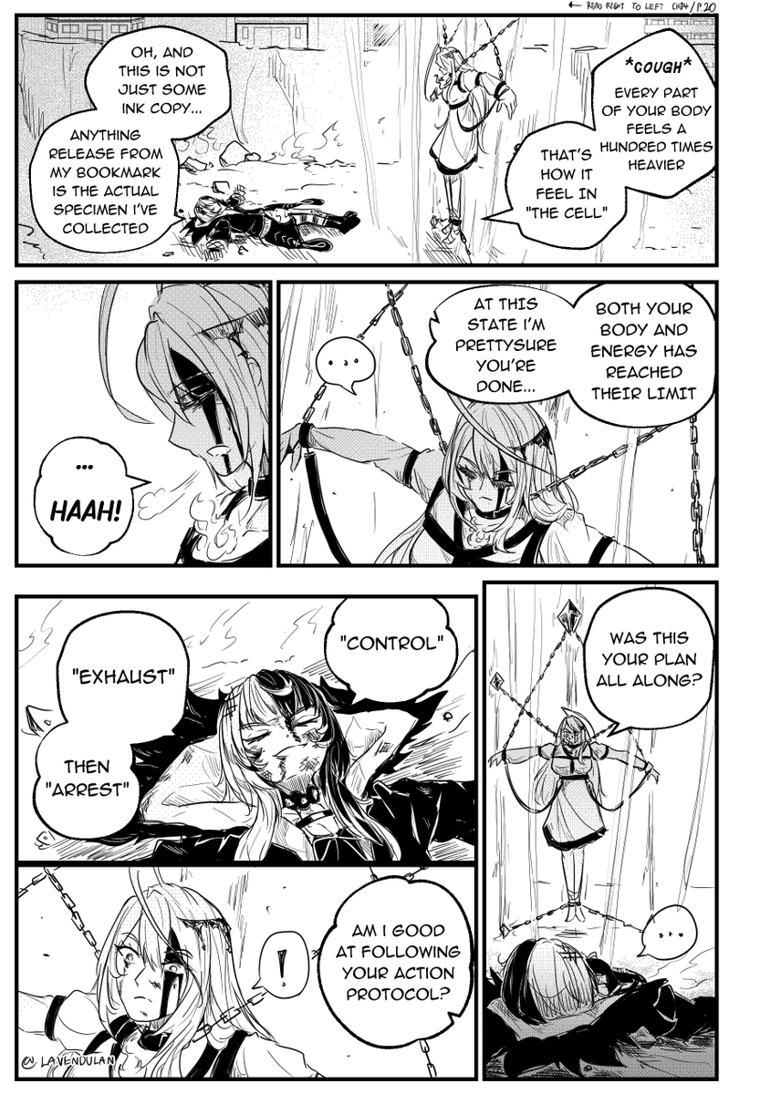 Lavendulan's tweet photo. Justice VS Advent: Written in Ashes [LAST CHAPTER]
CH04- "Order and Freedom" [p.20]

The archiver knows everything, including Justice's action protocol.

#BloodflameArt #ShiorinSketch #WRITTENinASHES https://t.co/aKbsUXmoz3