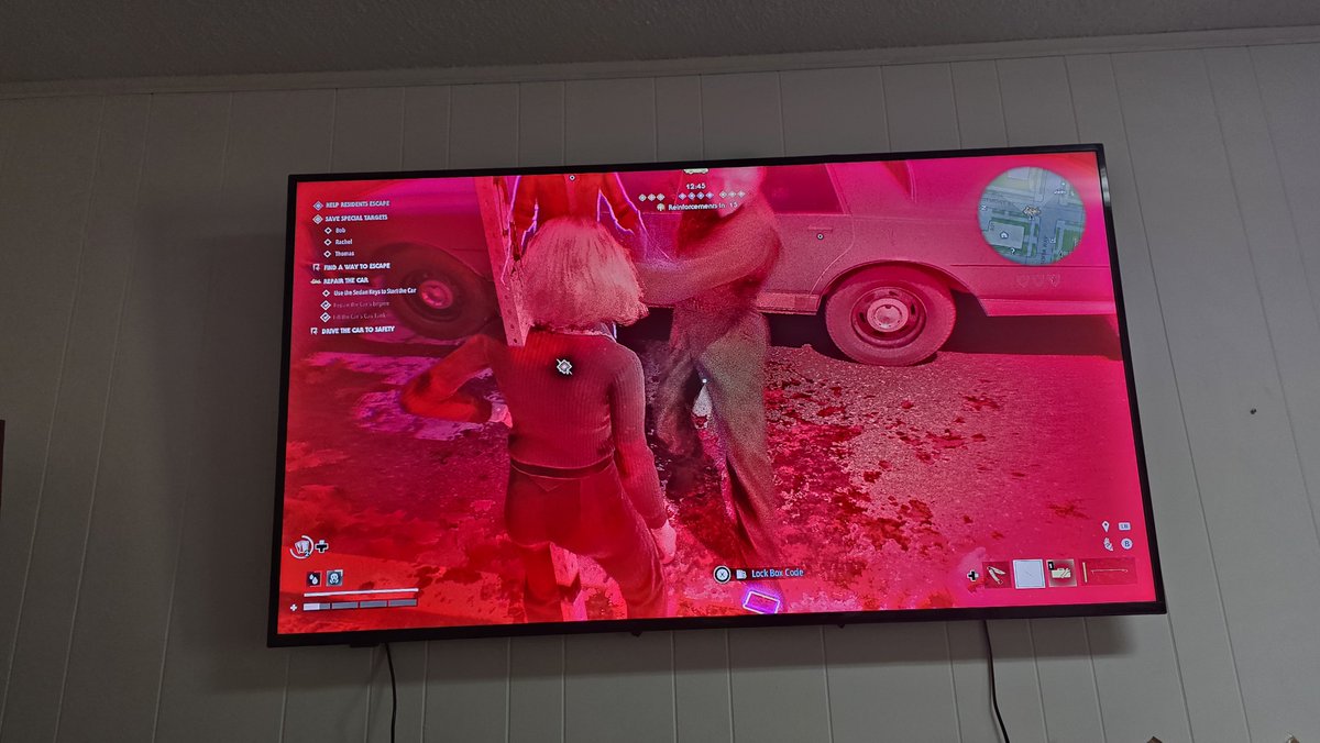 InHisNameMetal's tweet photo. @HalloweenTVG Well that was a fun couple weeks. I don't know what ya guys did, but thought the game was pretty balanced before the first update and now its almost unplayable and definitely not fun anymore. Michael pulled 2 of us out of the car at the same time and we both got stuck in a pole. https://t.co/UBJLaDJCcj