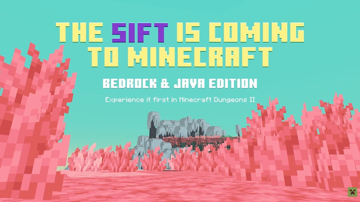 kingbdogz's tweet photo. As seen on LIVE, the Sift dimension is coming to vanilla Minecraft! Very excited! And of course, you can experience it first in Dungeons II https://t.co/wGRCTuDQre