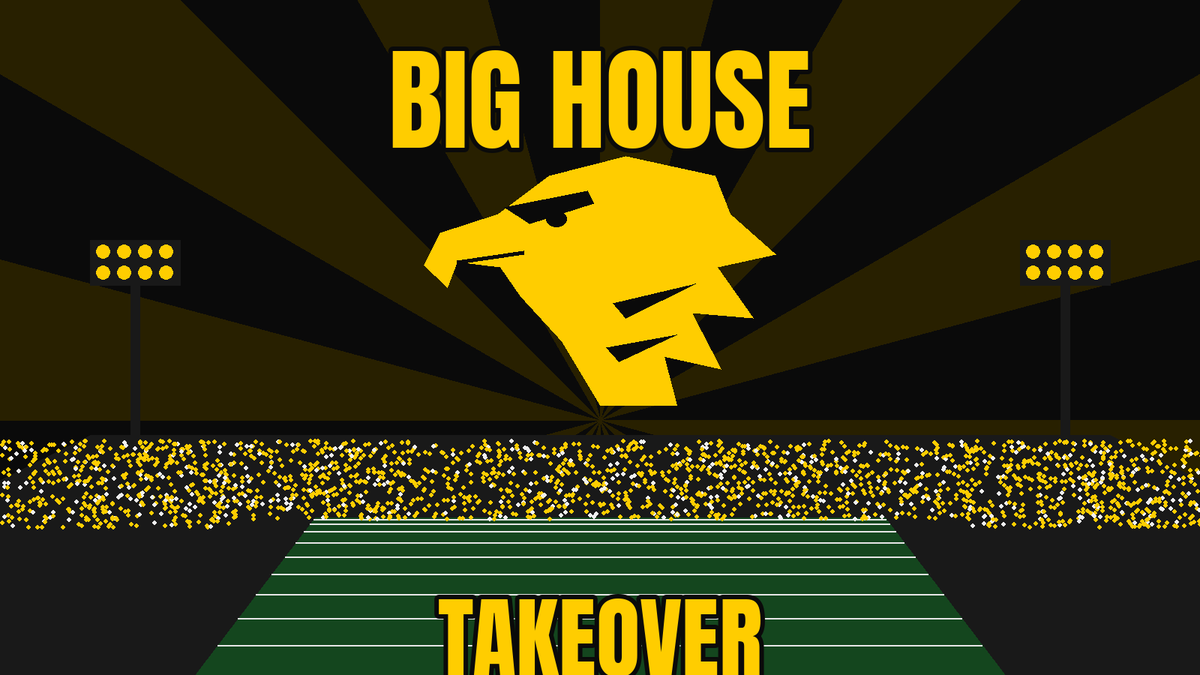 wadebrower's tweet photo. Michigan calls it the Big House. Fine. Today we're just borrowing it for a few hours. Bring the black and gold, Hawks fans. Kickoff 12:30 PT on CBS. #Hawkeyes #GoHawks https://t.co/Q2SgvResxr