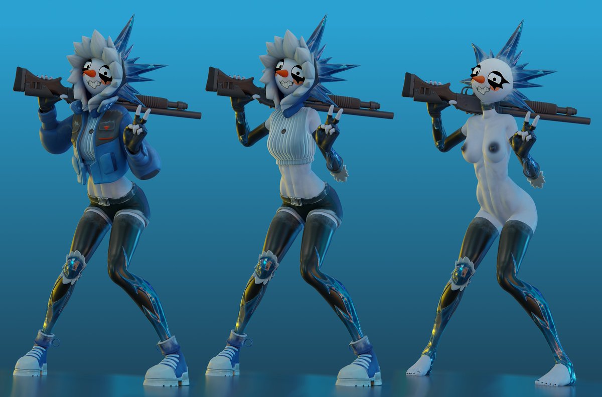 lPickleJuicel's tweet photo. Updating Sunspot with:
-New Eyes, more performance friendly!
-Slightly curvier frame
-Improved leg sleeves and hood
-New sweater vest
-Shorter Jacket
-New eye expression system using Shapekeys
-New mouth bone for posing the mouth
-Belt
-A new and simplified rig with basic IK. https://t.co/ff3ReINpOY