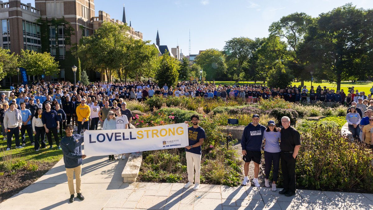 muathletics's tweet photo. Another beautiful morning for the LOVELLSTRONG Legacy Run/Walk! Over 400 Marquette students, staff, alumni and friends were on campus honoring the life and legacy of Dr. Michael R. Lovell, Noah Snyder, and Scott Michaud.

#WeAreMarquette | #LOVELLSTRONG https://t.co/pIoMUzfd3s