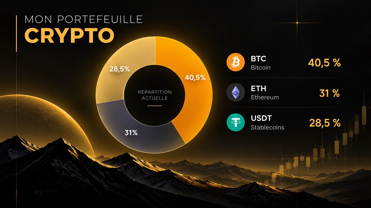 CryptoPartage's tweet photo. Au niveau de mon portefeuille crypto👇

Pour l’instant il est très concentré et simpliste. 

En bear market, je m’expose uniquement à BTC et ETH. 

J’ai revendu un peu sur la montée et je garde les stables au cas où le bottom du cycle ne soit pas encore là.

On attend la suite 👀 https://t.co/es0BpVNDmD