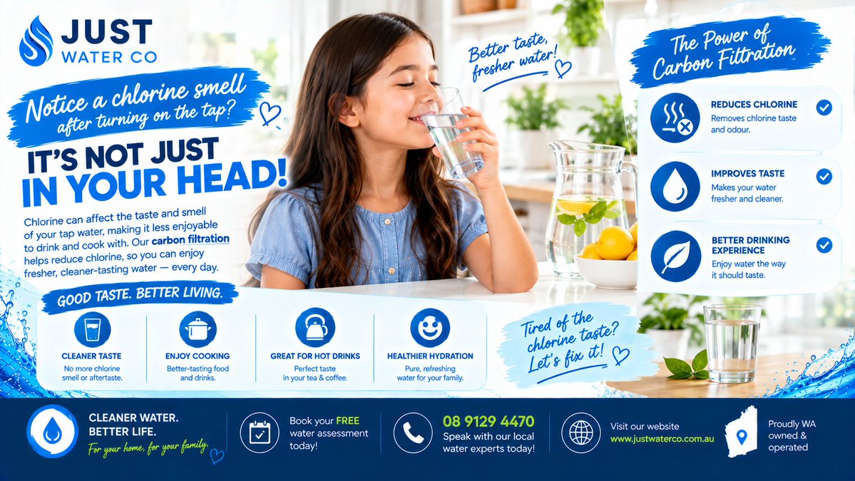 justwaterco1's tweet photo. Notice a chlorine smell after turning on the tap?
#ChlorineFilter #PerthWaterFilter #WAWaterQuality #FilteredWaterAU #PerthFamilies #filter #waterfiltration
#Australia
Talk to our water specialists. https://t.co/eT7sTjwcEx