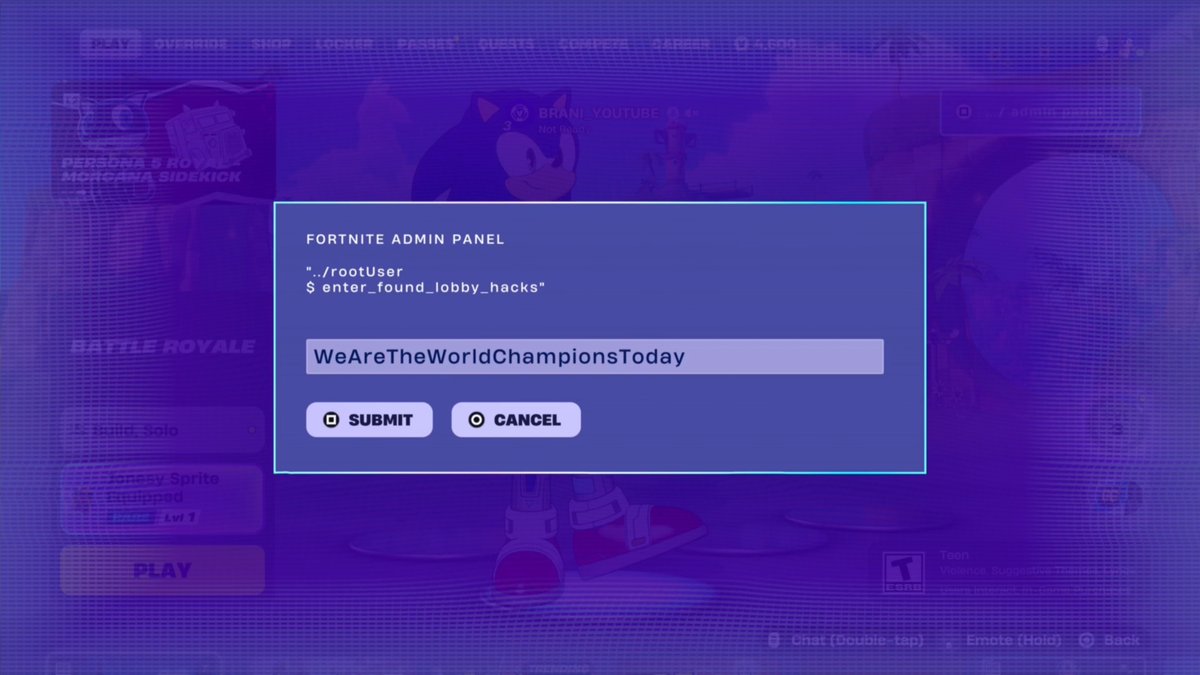 FortniteFNLK's tweet photo. FORTNITE ALL NEW ADMIN PANEL CHEAT CODES!

WeAreTheWorldChampionsToday - FNCS Sentry Back Bling
DustySprites - 5,000 Sprite Dust 
WhoCrackedTheCode - 40,000 XP
9YEARS - 9th Birthday Sprite Spray
ALMOSTSCARINGSEASON - 2 Cheat Code Locator
MagicIsReal - 5,000 Sprite Dust
ChatFindMeAnotherCode - 2 Cheat Code Locator 
PLAYTOLEVELUP - 2,000 Sprite Dust
SAYH12WR1X3L - Wrixel’s Hero Portrait Spray
BeamMeUp - 2 Extraction Accelerator
DESTINYAWAITS - 2 Llama Supply Drop
BLINKYINKYPINKYCLYDE - 5,000 Sprite Dust
NOCTURNEOP55N1 - 2 Extraction Accelerator 
DustInTheWind - 5,000 Sprite Dust
NOPROLLAMA - Llama Supply Drop
WhereIsTheDustyTree - 5,000 Sprite Dust
INVALIDCHEAT - 2 Cheat Code Locator
ChatWhereDoYouFindTheKey - 2 Extraction Accelerator
YourThoughtsAreMine - Void Master Geno Skin & 5,000 Sprite Dust
InsertCoinToContinue - Turns You into a Arcade Machine
BRB - Turns You into a Toilet
JONESYISGOLDEN - Gold Jonesy Sprite
OverrideXP - 40,000 XP
FindItChat - 2 Cheat Code Locator
H0p0nvc - 2,000 Sprite Dust
Play4All - Cheat Master Jonesy Sprite
GatherAndCraft - Cheat Master Bush Sprite 
8BitBlast - Cheat Master 8-Bit Sprite
O2Override - Cuddle Team Leader Wrixel Skin & Llama Supply Drop & 5 Portable Extractors
PerfectOrder - 4 Spicy Taco
SurviveTheNight - 2 Cheat Code Locator 
TakeYourHeart - 2 Extraction Accelerator 
LetsBlockAndRoll - Turns you into a Tetris Block
DontBlockMe - Turns you into a Tetris Block
IWannaFlyHigh - Cheat Master Tails Sprite
GottaGoFast - Cheat Master Sonic Sprite
Magilume - 2,000 Sprite Dust
Born2Play - Cheat Master Adventure Sprite 
BEMOREALIEN - Override Ready Loading Screen
Chispambo - 2,000 Sprite Dust
Abgestaubt - 2,000 Sprite Dust
Perlimpinpin - 2,000 Sprite Dust
ReachYourImpossible - Block Party Loading Screen