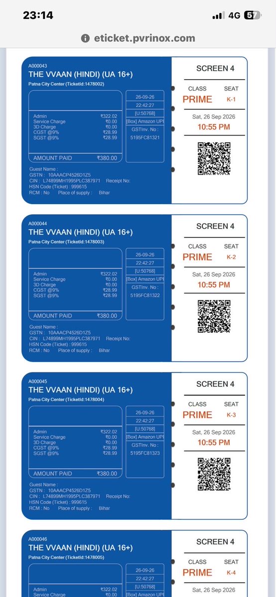 AgrawalRav's tweet photo. Movie scheduled for 10:55 PM at City Centre Mall, Patna — it’s already 11:12 PM and the movie hasn’t started yet. No proper update or explanation. Please look into this delay.
Our time is precious…
@_PVRCinemas @INOXMovies https://t.co/SfqkUVoko7