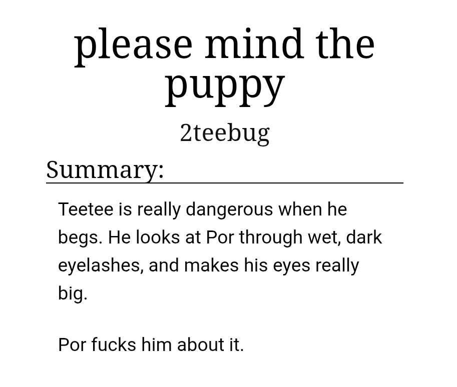 2teebug's tweet photo. ִֶָ࣪☾. please mind the puppy ִֶָ࣪☾.
a #porteetee fic
» R: Explicit | 7.2k words
» pwp, pet play, shower sex
📎: https://t.co/Njiu65kHXB https://t.co/OEfvML9N7G