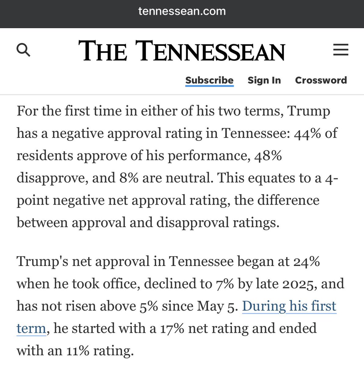 appodlachia's tweet photo. Donald Trump is in Knoxville today so it’s worth noting a majority of Tennesseans disapprove of him for the first time basically ever https://t.co/aiv9UhoJ5e