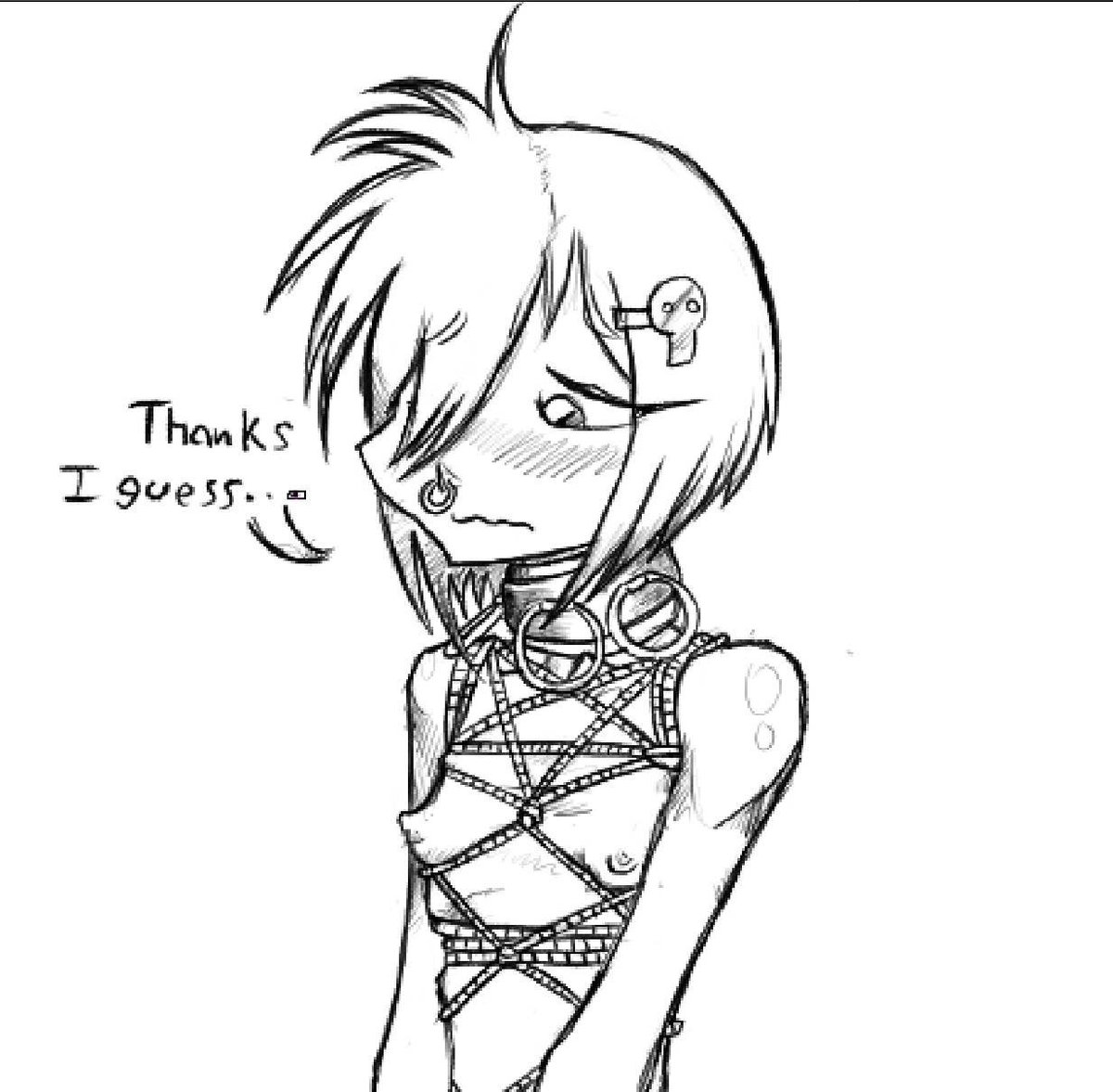 maDAchiEX's tweet photo. I keep getting sidetracked with the NSFW stuff.. anyway some shibari type thing with art of my throwaway character https://t.co/1gBUmUUcFa