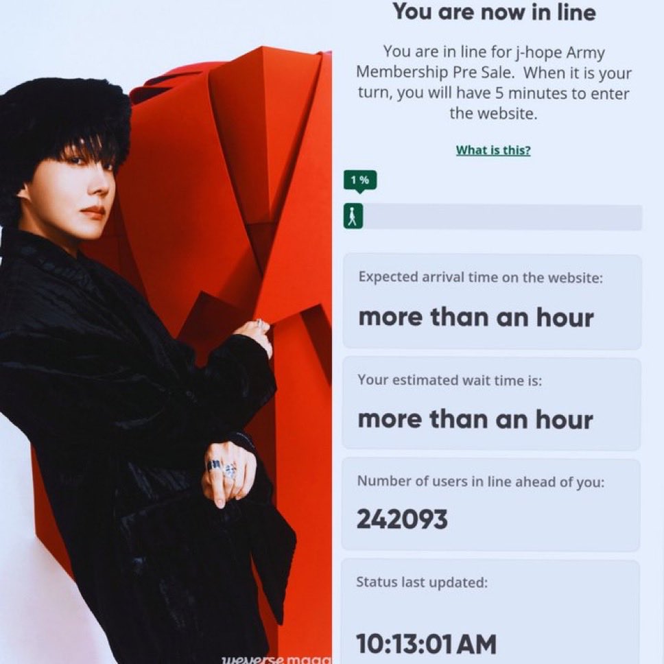 lalaseoola's tweet photo. 40k+ in line for hoseok collab merch and 200k+ for his concert tickets… oh hoseok you’ll always be relevant https://t.co/ffQDqNtuya