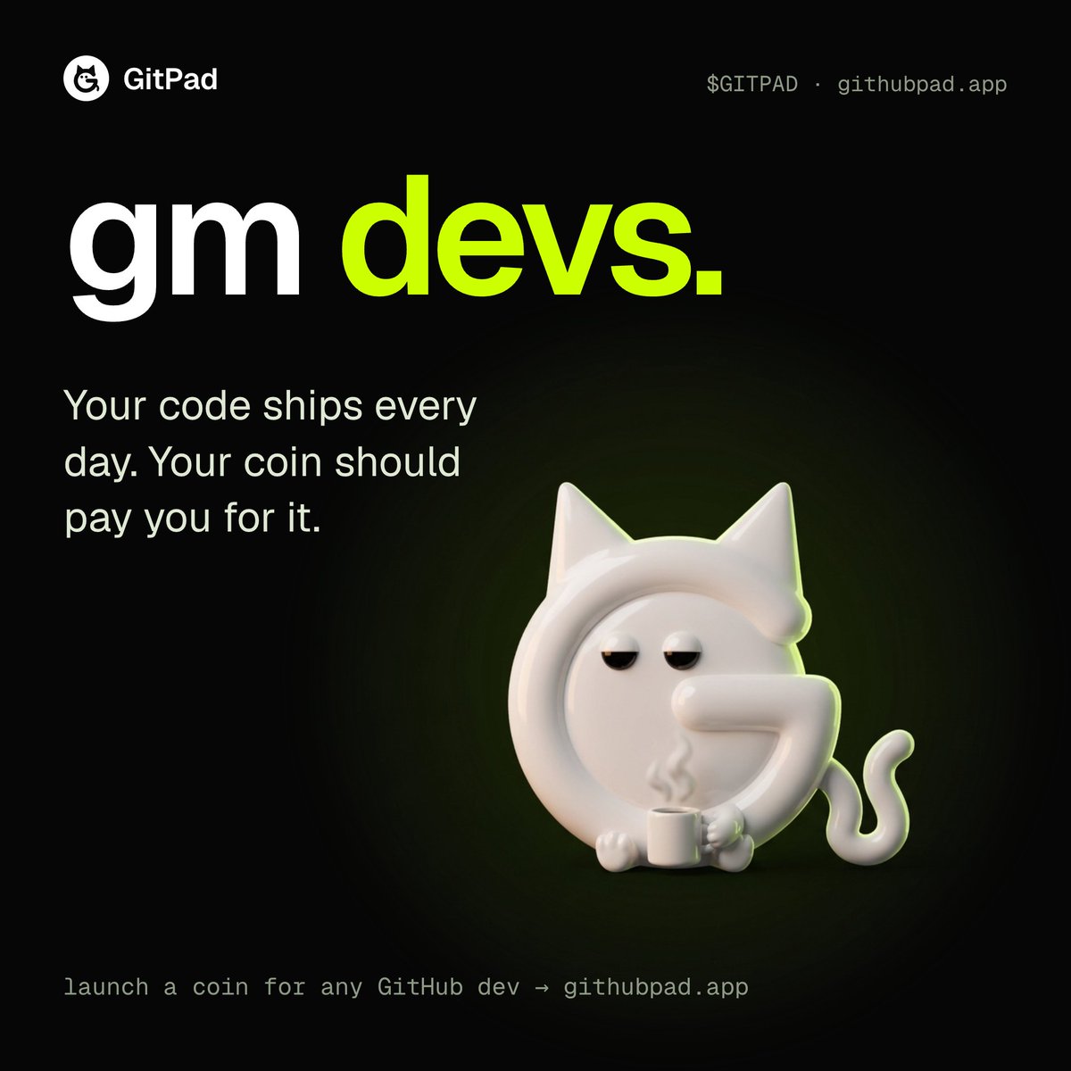githubpad's tweet photo. gm devs ☕

Your code ships every day. Your coin should pay you for it.

Launch one for any GitHub dev → https://t.co/Ga9yn0DDfQ

$GITPAD https://t.co/NGhBmA529W