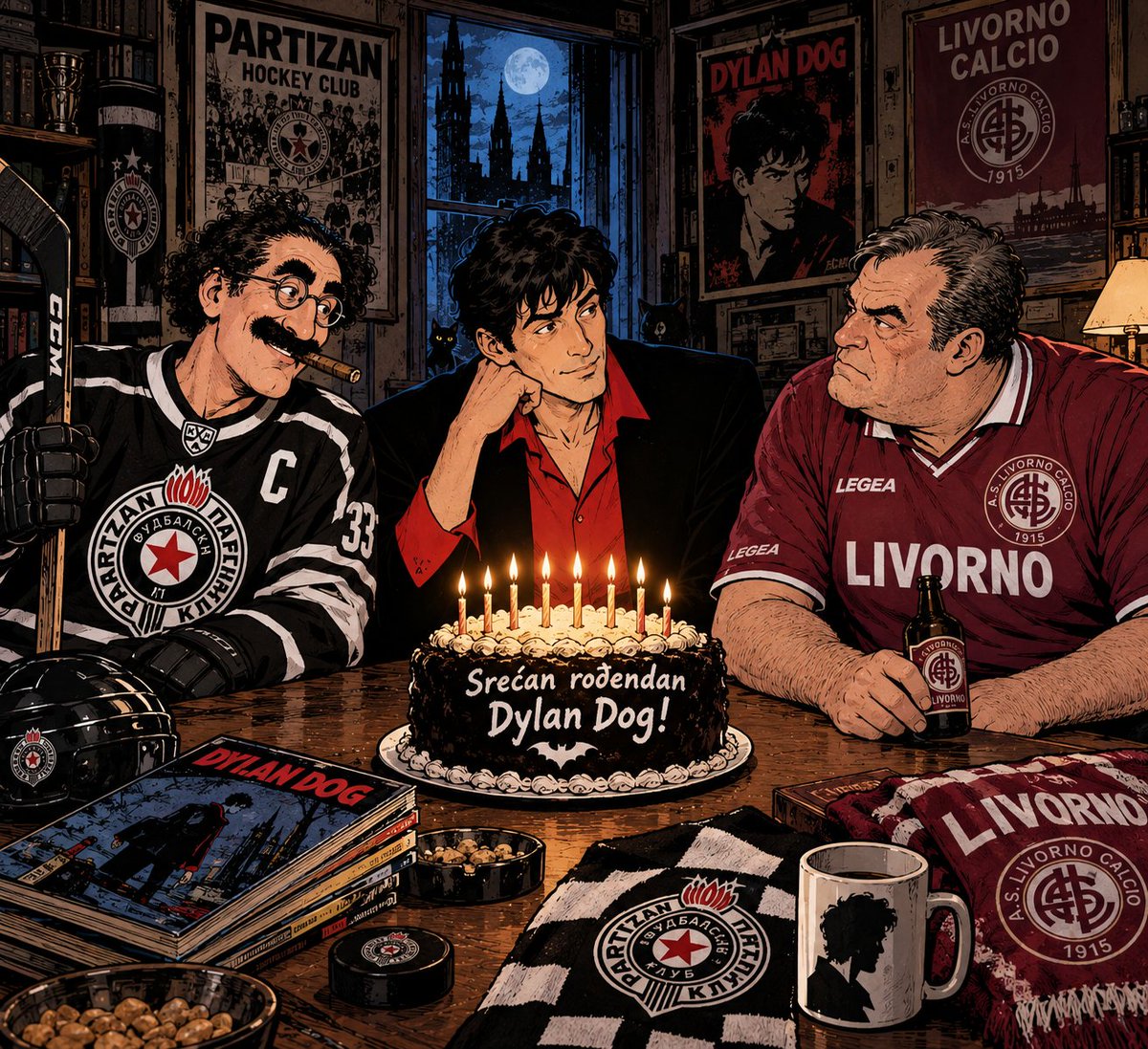 Unngenant's tweet photo. Danas je rođendan i jubilej #DylanDog. Pobedili hokejaši i Livorno. Lep dan. https://t.co/57umMB4aQU