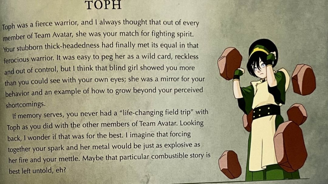 acervotoph's tweet photo. A forma que o tio Iroh descreve a Toph

Tradução logo abaixo para vocês não gastarem seu inglês https://t.co/MEcYgaAWks