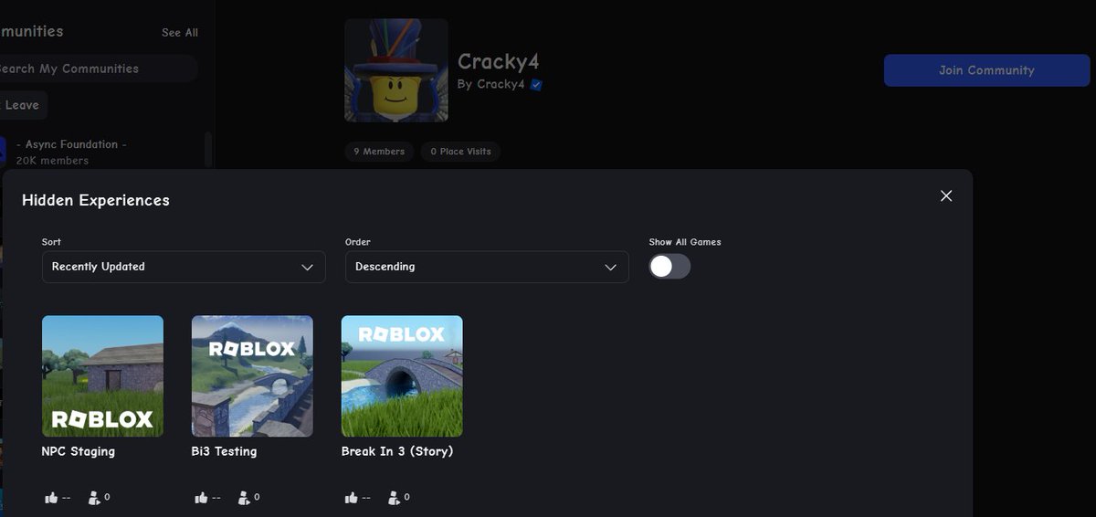 RealCoolBaconn's tweet photo. 🚨breaking news🚨

a place called "break in 3" was found in a group called "cracky4" that is owned by cracky4. this means that break in 3 in confirmed. roblox users with the plugin "RoValra" can see this.
see for yourself https://t.co/d5MyE4uVbV
thanks to @epr0x  for the info 🙏 https://t.co/He5jxgnmrN