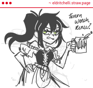 EliaEldrit53195's tweet photo. I can say with a 100% certainty that we are all, and I mean ALL, are jerking off to Tavern Wrench Renee because holy fucking freak she is so CUTE. Genuinely love her attire and how grumpy she is, thank you so much! https://t.co/EkG6AzNNSW