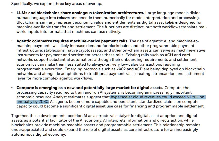 RealAllinCrypto's tweet photo. 🚨HUGE: BlackRock new report says AI compute could become a HUGE new market for digital assets!
$HBAR $ICP 

The worlds biggest asset manager with hyperscaler cloud revenues potentially exceeding $1 TRILLION annually by 2030.

For @hedera and @dfinity, the convergence of AI, payments, compute and blockchain could be enormous. 🔥