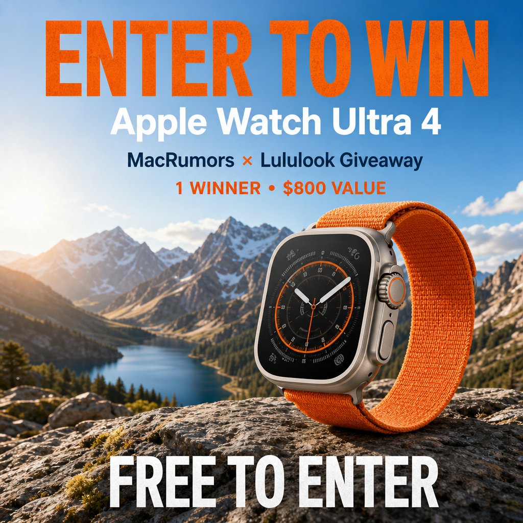 SweepsAdvantage's tweet photo. Time for a little luck! ⌚ The MacRumors × Lululook giveaway awards 1 winner an Apple Watch Ultra 4 worth approximately $800! Comment ⌚ if you love this prize. Free to enter! Click for details &amp; to enter:
https://t.co/hB2ZTL1h3b https://t.co/6LwccR4ajr