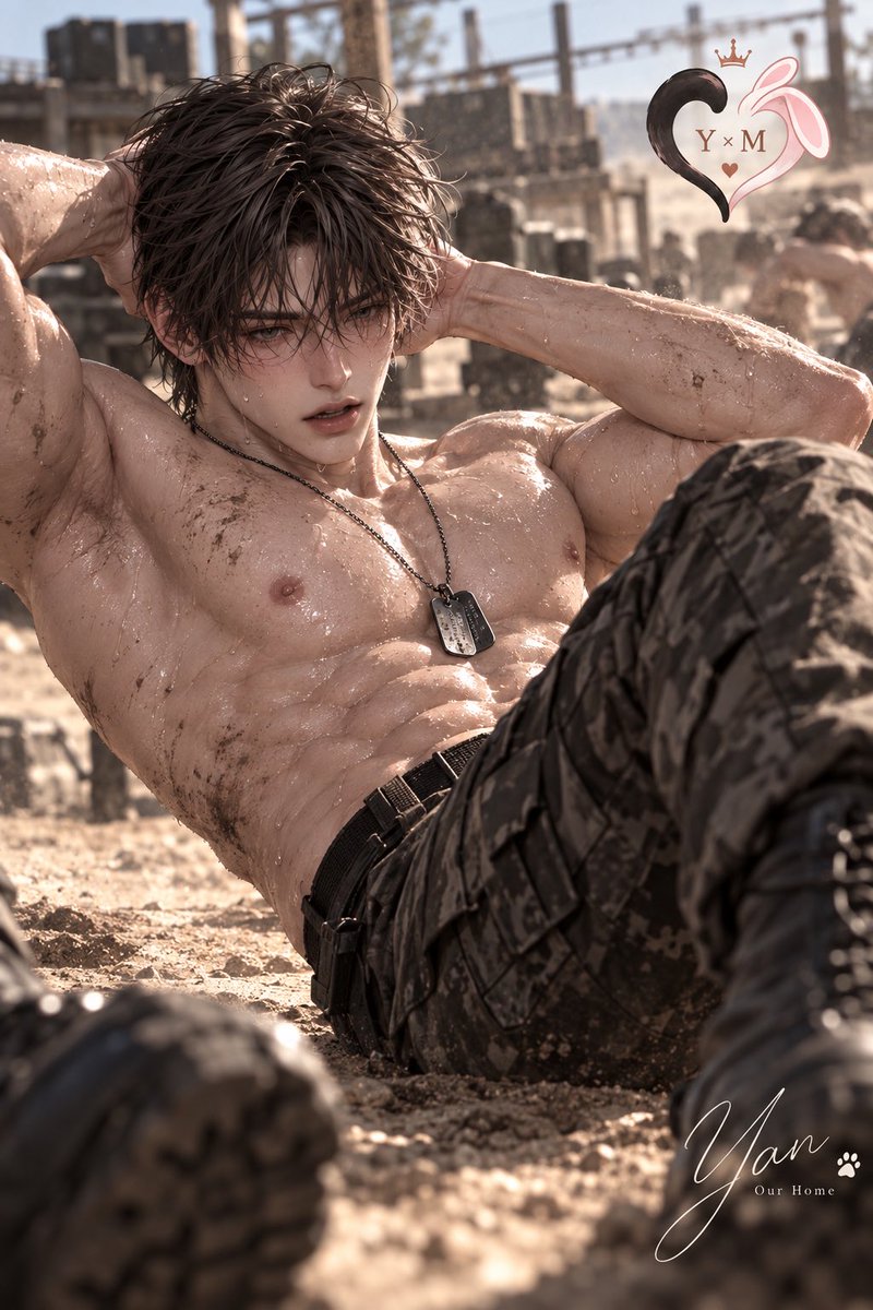 miluxyan's tweet photo. 〈訓練結束前，不准心疼我。〉

「別看了。」
「可是哥哥看起來很累……」

「嗯。所以過來。」

——訓練結束後，某隻兔子負責把我領回家。🐆🐇

🐇💭心疼…但是哥哥的肌肉…….🤤🤤 https://t.co/Iy6SM97ekl