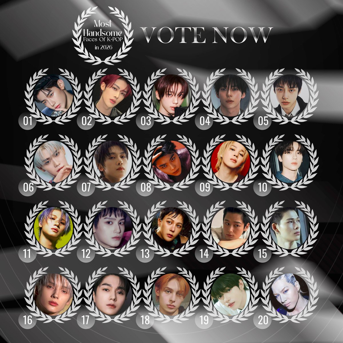 TOP100KPOP's tweet photo. 🚨 WHO IS THE MOST HANDSOME FACE IN K-POP?

👉 VOTE: https://t.co/KQkXdYXZrL https://t.co/xvpmt27afY