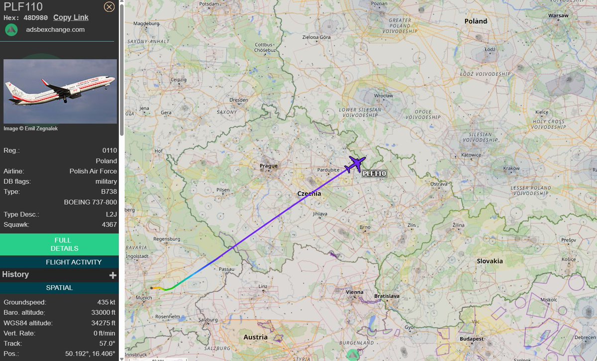 PolishMilRadar's tweet photo. 📅 26.09 🕘 19:57LT - 🇵🇱✈️ 737 wraca z Niemiec

🇵🇱 Siły Powietrzne RP
✈️ #PLF110 Boeing 737-86X(WL) | Reg: 0110
🛫 Monachium #EDDM 🇩🇪
🛫 Warszawa #EPWA 🇵🇱
🔗 https://t.co/ahCntYpuOh

#POLMILRADAR https://t.co/D39nWJTdZ5