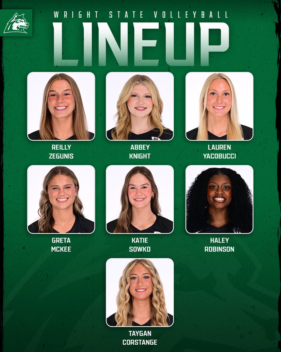 WSUVball's tweet photo. Our Saturday Starting Combination 🐺🏐
📊 https://t.co/Li0jLXSxvn
#RaiderUP | #RaiderFamily https://t.co/JPMq5qR49Z