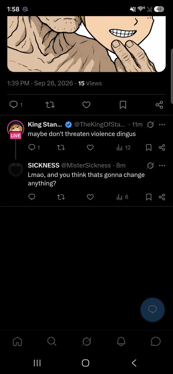 MisterSickness's tweet photo. @damiendog329 Lol he reported me because I wanted to punch him in the face for being a fucking asshole https://t.co/v0WKY10CcW