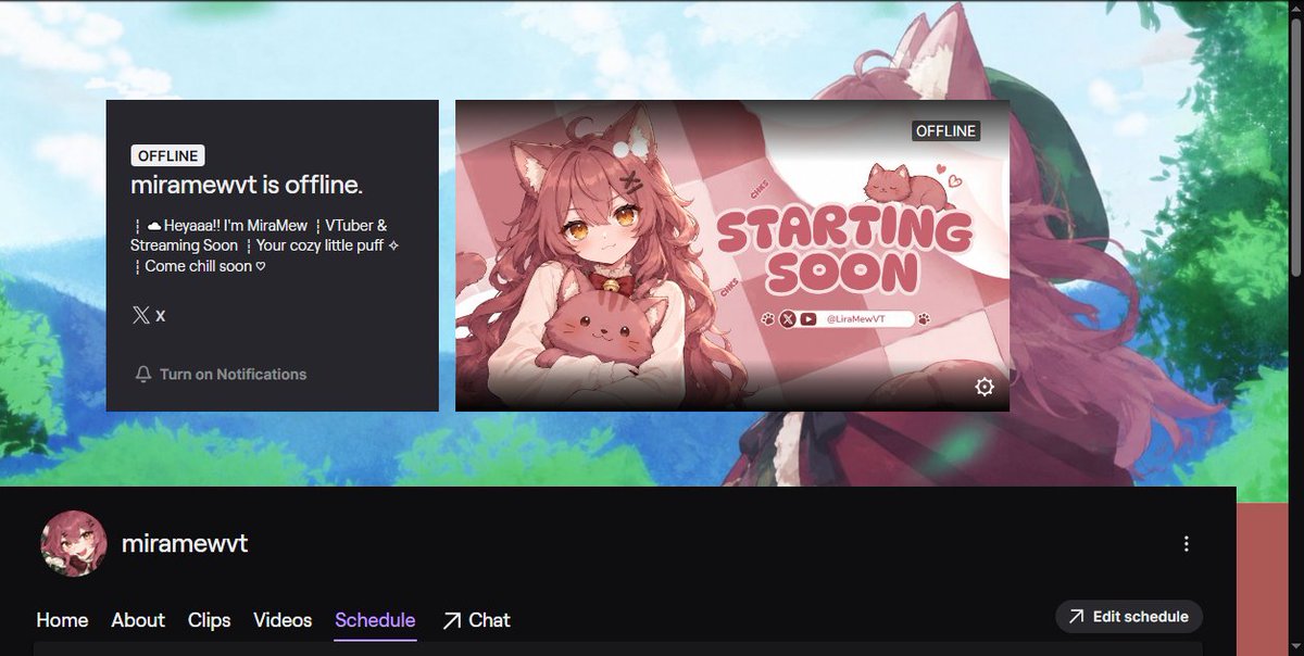 LiraMewVT's tweet photo. 🌸 my Twitch is finally ready!! 🐾💕

I’m getting everything set up for my first stream~ ♡
Come hang out with me when I go live! :3
🐾 https://t.co/TJAkZVH4Ti

#VTuber #VTuberDebut #TwitchStreamer #MiraMew #Gaming https://t.co/9YPMihY51o
