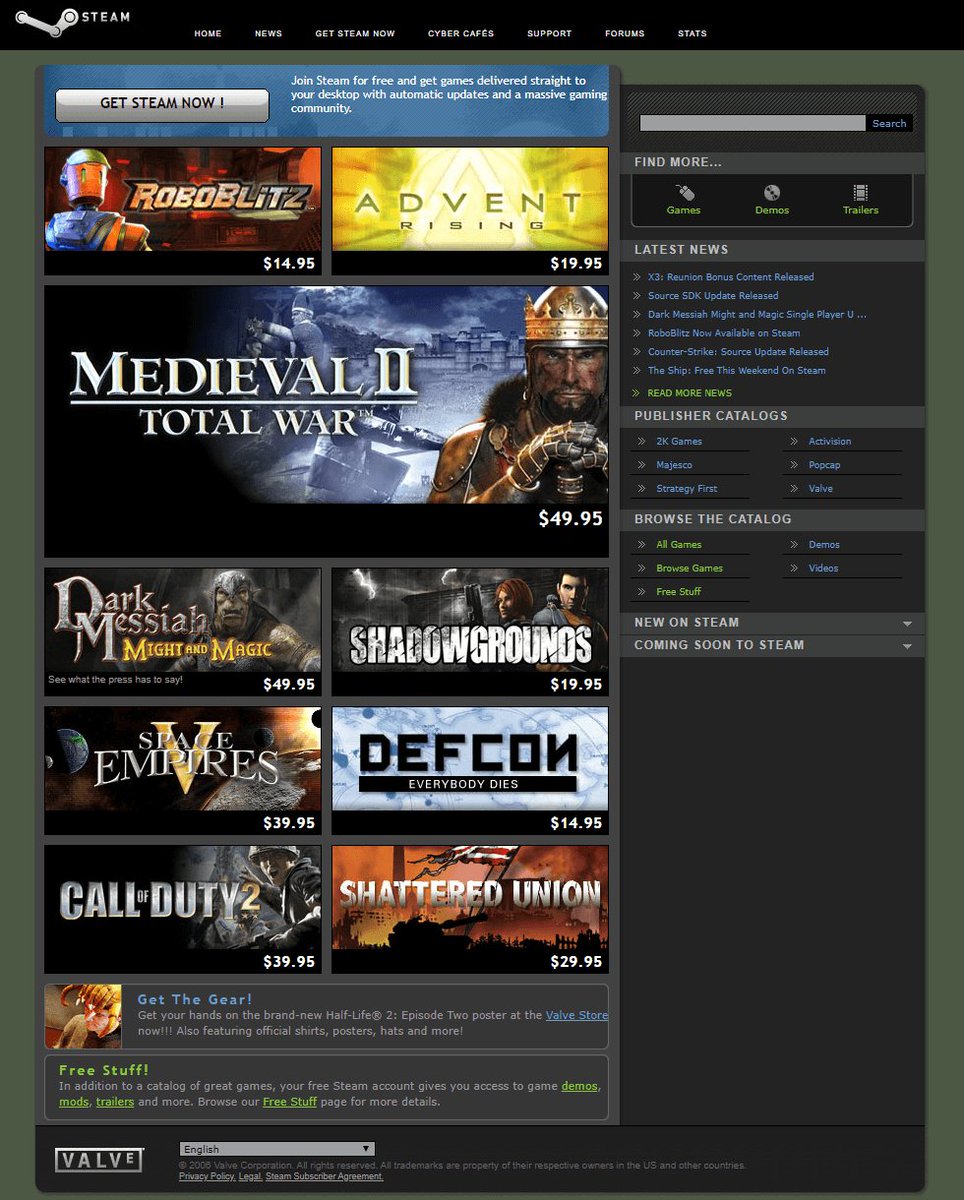 WebDesignMuseum's tweet photo. Steam website in 2006 https://t.co/inZ7H7sBdB