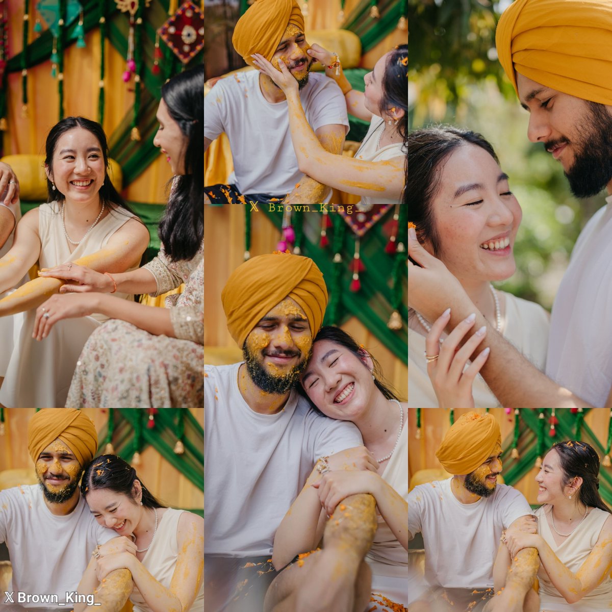 Brown_King__'s tweet photo. Their wedding and Haldi ceremony… now she can enjoy curry for the rest of her life..! 🥰🍛 https://t.co/1MYZO99zEh