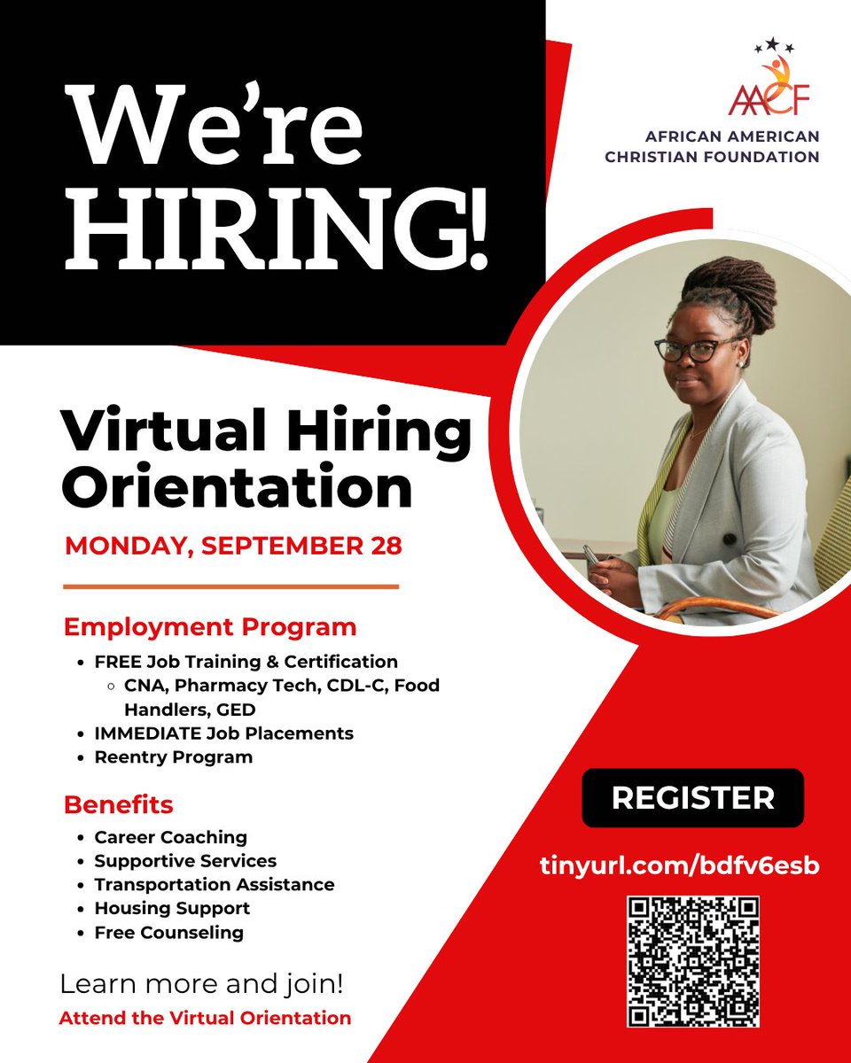 KAMITH2010's tweet photo. Virtual Hiring Orientation!
MONDAY, September 28
Receive IMMEDIATE placements, PAID training, PAID internships, FREE certifications, and much more!
JOIN!> https://t.co/L7QuI2XItU
#Jobs #Employment #Hiring #JobTraining #FreeCertifications https://t.co/fciYS4r70d