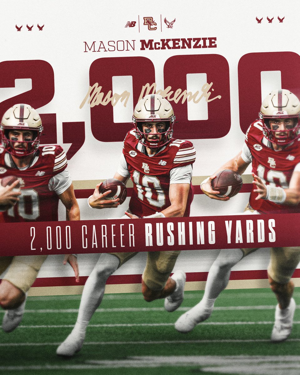 BCFootball's tweet photo. Mason 2k‼️

With that rush of 45 yards, Mason McKenzie now has over 2000 rushing yards in his career https://t.co/JUABnCWGFj