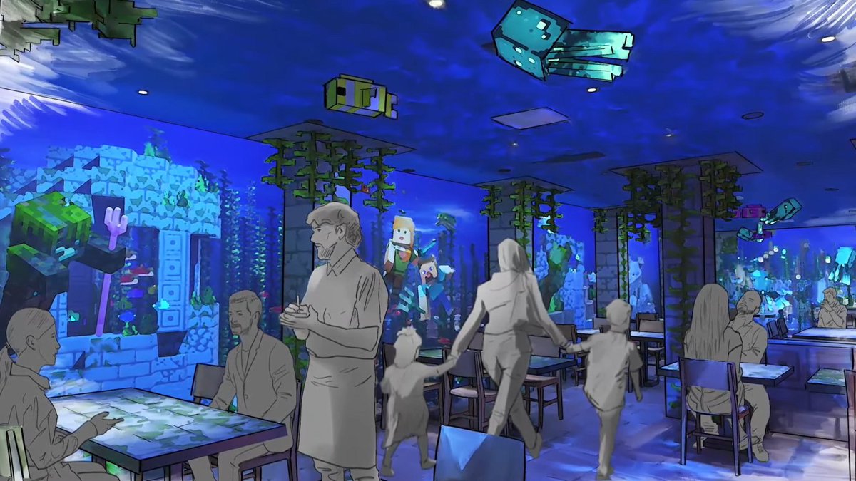 denfaminicogame's tweet photo. 『マイクラ』のテーマパーク「Minecraft World」に併設されるホテル「Minecraft Hotel」が発表
https://t.co/vlvyUGGXeK

クリーパーが出迎える外観や枕がTNTの寝室、イカやドラウンドが泳ぐ深海のレストランなどラフ画が公開 https://t.co/68XXmBcll2