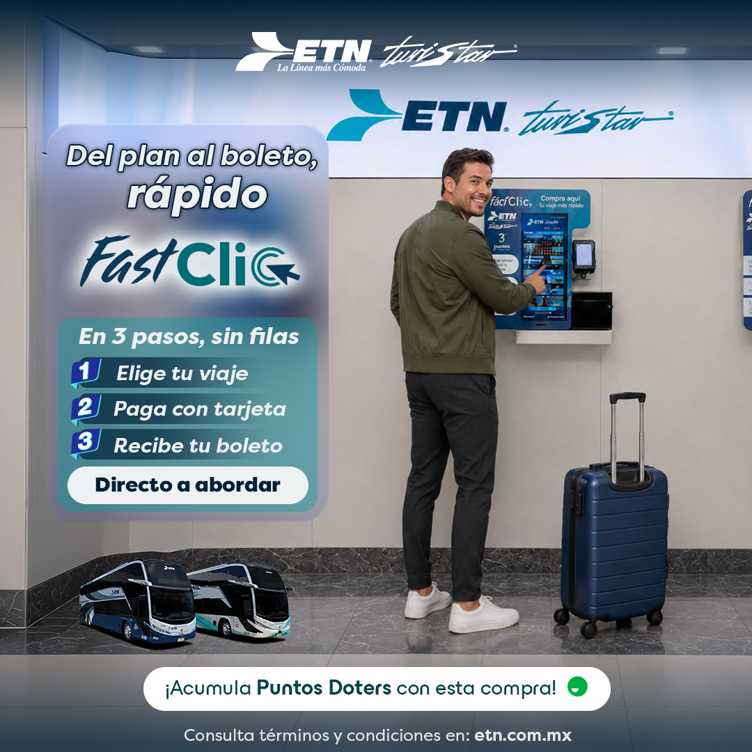 ETNTURISTAR's tweet photo. 📲Menos filas, más rápido abordas. Conoce FastClic, nuestro nuevo kiosko para comprar boletos en segundos. 

Solo disponible en algunas de nuestras taquillas 🙌🏻 https://t.co/RQPNAXGcxZ