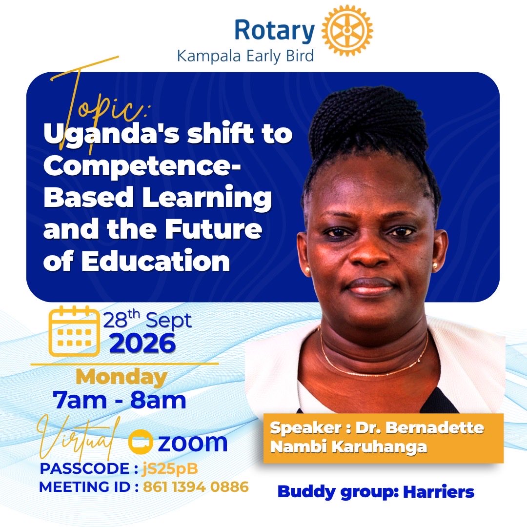RotaryEarlyBird's tweet photo. As we conclude the Basic Education month, join @RotaryEarlyBird for one more discussion on Competence-Based Learning, what it means for learners, teachers, &amp; parent.

📅 Monday, 28 
🕖 7:00 AM
💻 Online
🆔 Meeting ID: 861 1394 0886
🔑 Passcode: jS25pB

#RotaryEyamba https://t.co/QsjjTtBxck