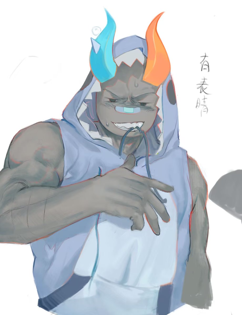 Chihyege's tweet photo. When I draw people without expressions, they tend to look dull. So I usually draw very abstract expressions.#phightingfanart https://t.co/U2K2T4KO9E