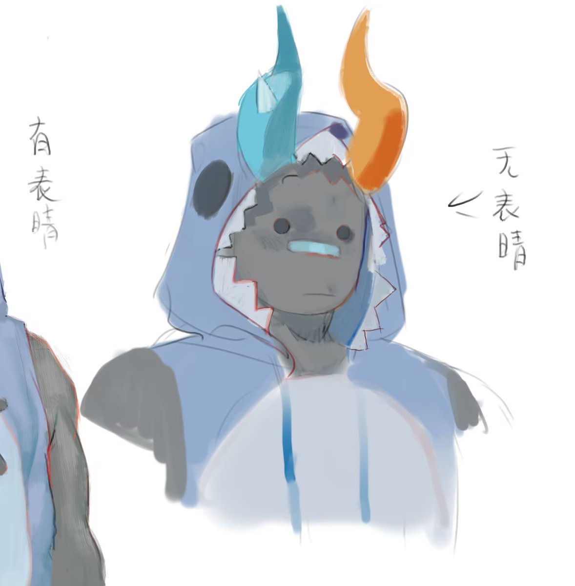 Chihyege's tweet photo. When I draw people without expressions, they tend to look dull. So I usually draw very abstract expressions.#phightingfanart https://t.co/U2K2T4KO9E