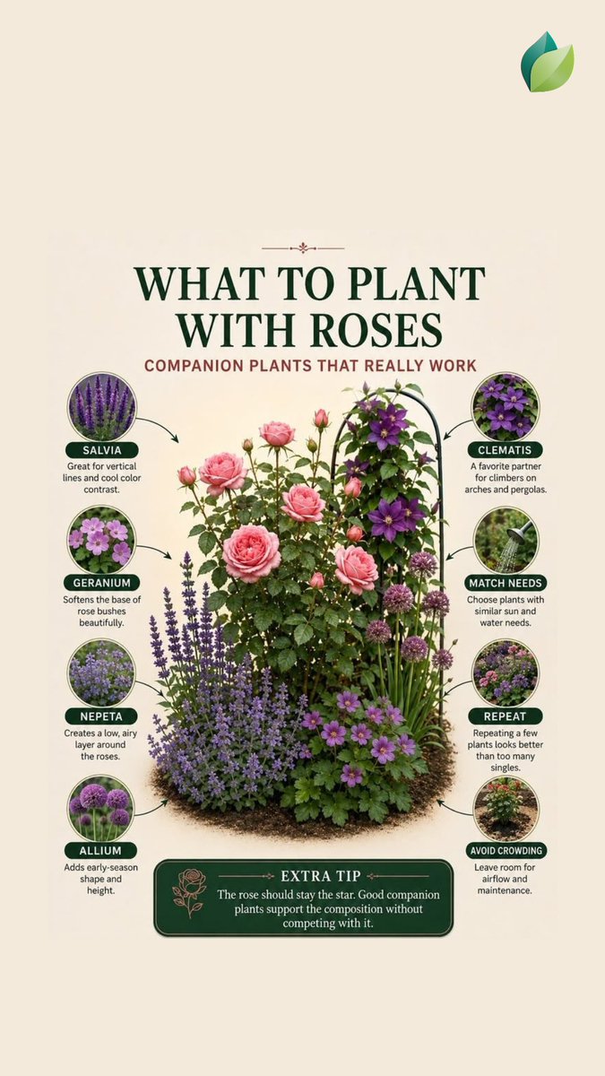 easygrowapp's tweet photo. What to plant with roses! 🌹 Salvia, Clematis, Geranium, Nepeta &amp; more.
Download Easy Grow app now!
#RoseGarden #CompanionPlanting #EasyGrowApp https://t.co/6mL1NE4QKJ