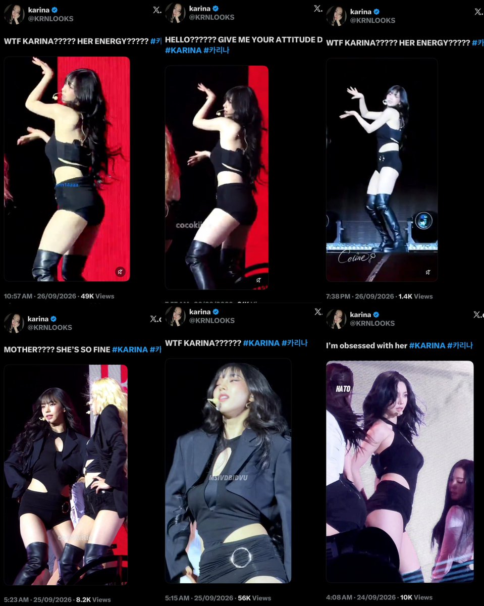 lisrinas's tweet photo. KRNLOOKS keeps spamming serenade fancams especially in the exact moment karina shakes ass bc they know what gets them likes

btw they used to be ian fan acc not long ago then suddenly switched to karina once they realized they could get way more engagement off her and her body https://t.co/n4GfmI55gv