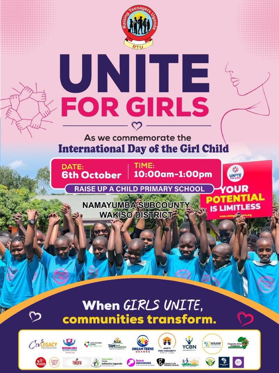 HPRW_Uganda's tweet photo. On 6th October we shall join @RaisingTeensUg2 and other partners for the 2026 #UniteForGirls event in Namayumba Subcounty:
This presents an opportunity for us to share with young people the importance of good nutrition and wellbeing: 
Because Information is Power: #IDGC2026 https://t.co/vfabIwmwmA