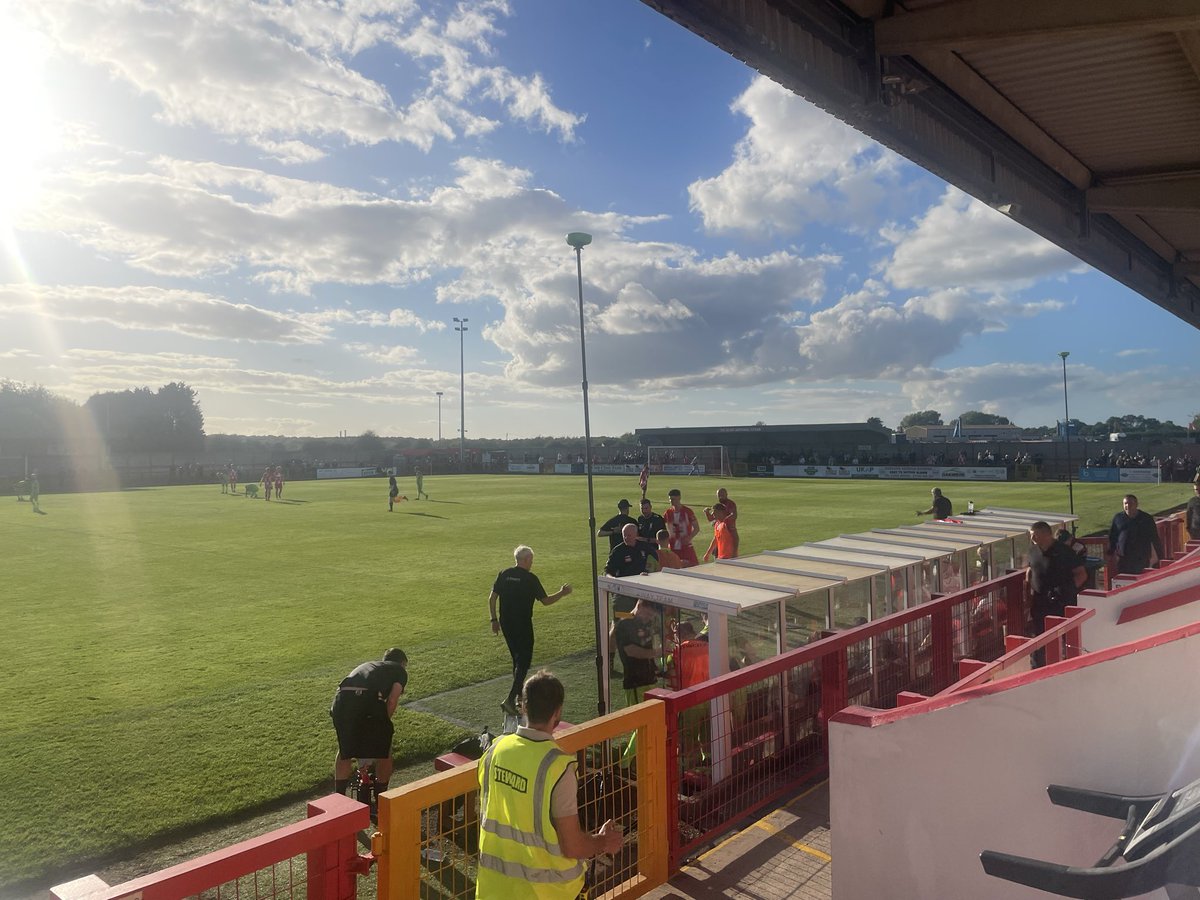 SimonHumphreys1's tweet photo. A first league goal for James Kirby from the penalty spot wasn’t enough as @CongletonFC suffered a 3-1 defeat at Cheshire rivals Witton Albion in front of 587. #Congleton https://t.co/4mRIt5GeiH