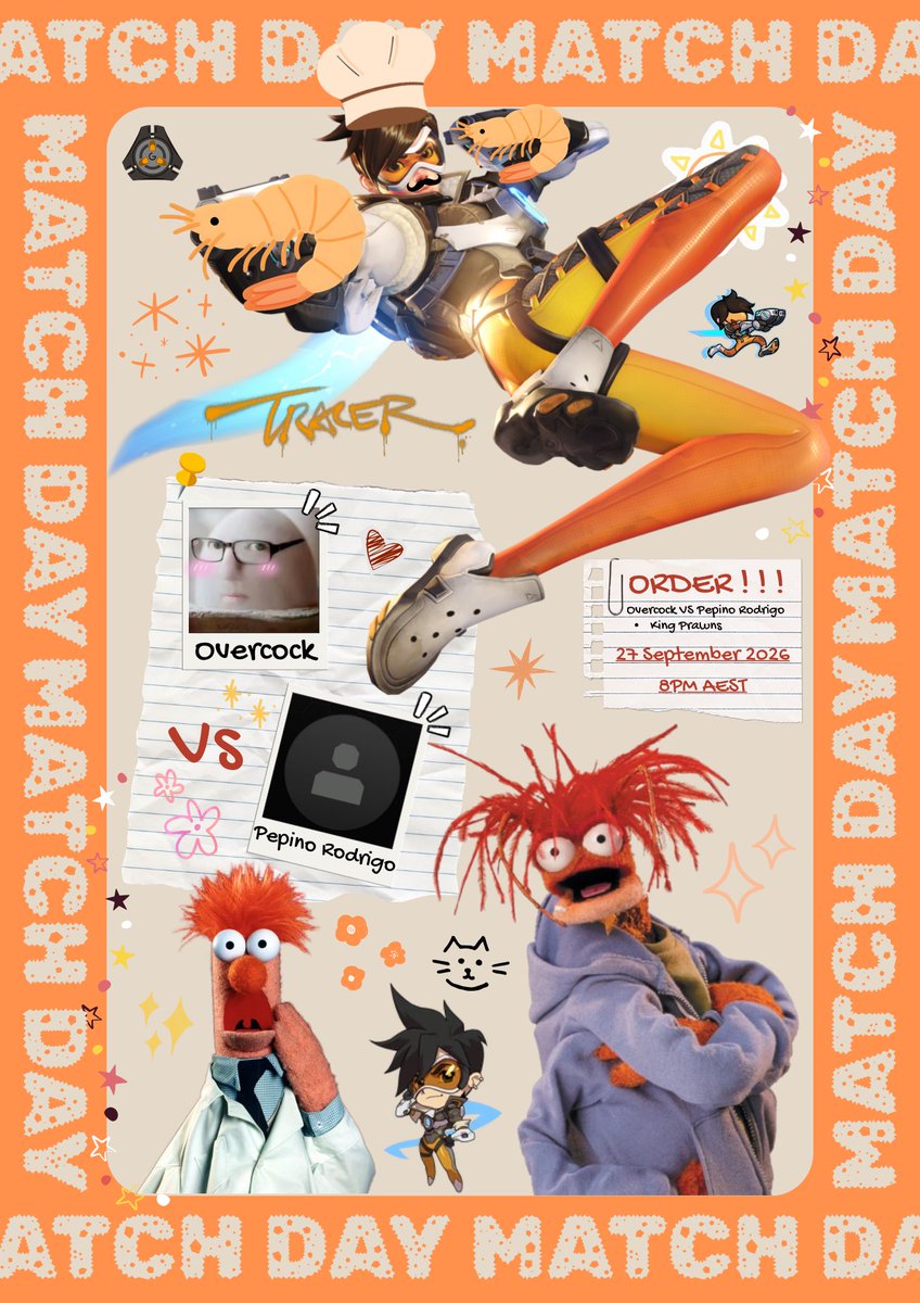 overcock_ow's tweet photo. time to cook these muppets up.

Gw3 against Pepino Rodrigo today at 8PM AEST

player pov: 
https://t.co/bIHMw88AJM
https://t.co/juF04s6Qnh

graphic:@octavelimbs 

@OCEOW_ESPORTS https://t.co/EzUggdO88d