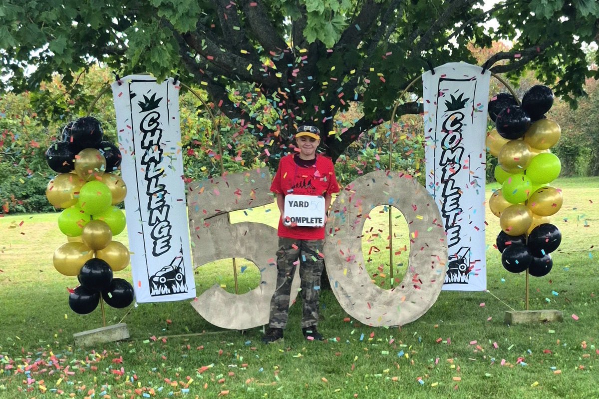 iamrodneysmith's tweet photo. It gives me great pride to announce that Angelo of Canisteo, New York who is taking part in our 50 yard challenge has submitted a 50 of lawn, officially completing our 50 yard challenge. In October, I will be seeing him and presenting him his brand new equipment. ￼ https://t.co/8FCLm7m9nr