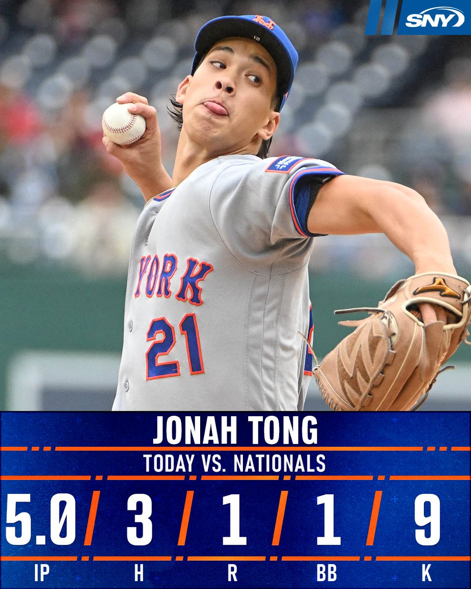 SNY_Mets's tweet photo. A terrific final outing of the year for Jonah Tong 👏

He finishes the season with a 3.82 ERA in 30.2 MLB innings https://t.co/USNiHHTnde