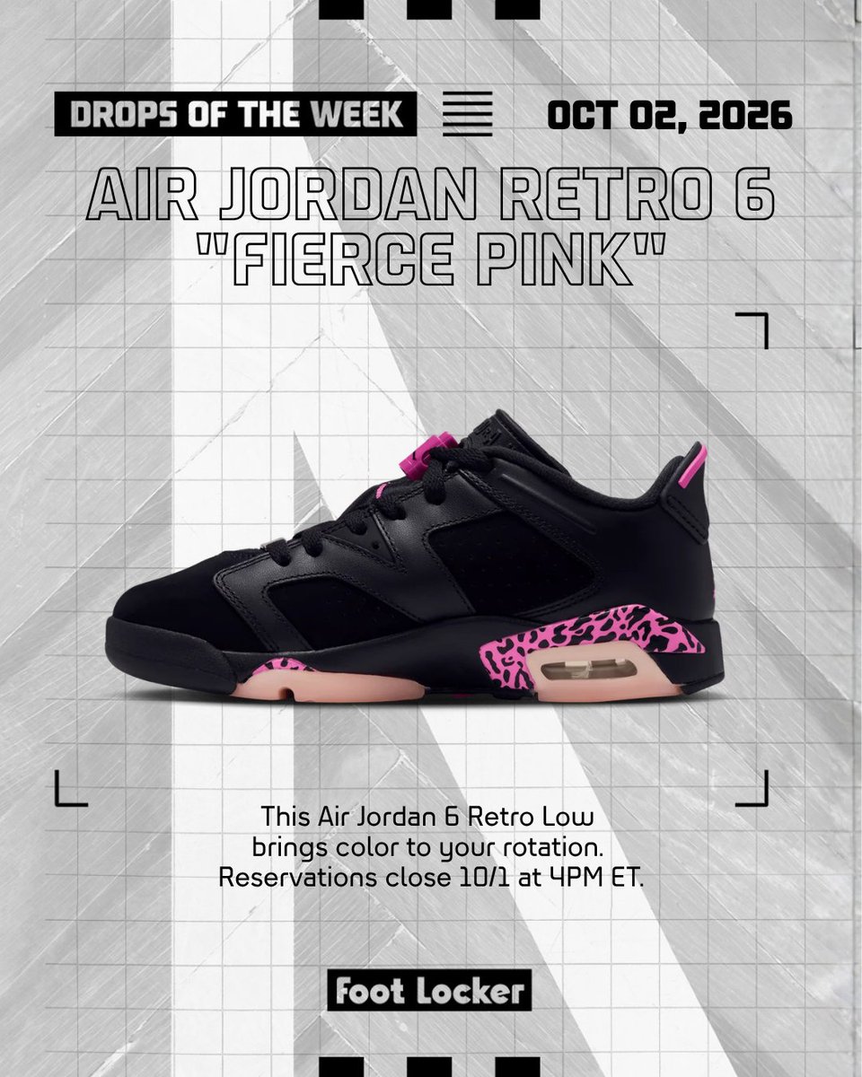 footlocker's tweet photo. New drops for your rotation. What's going home with you this week? 👀⬇️

10/01 Caitlin 1 "Caitlin Blue"
10/01 New Balance 983
10/01 Nike Mind 002 "Phantom"
10/02 Air Jordan Retro 6 Low "Fierce Pink"
10/02 New Balance Tyrese Maxey 1
10/03 Air Jordan Retro 3 "Fireside"

Tap in with the Foot Locker app for more launches and launch information.